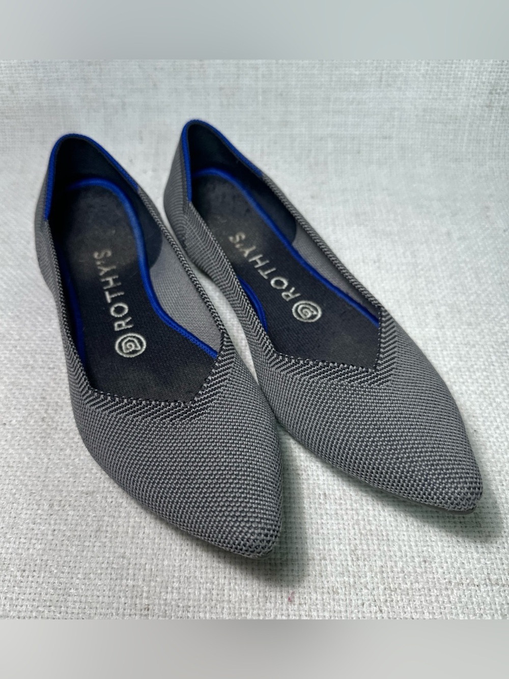ROTHY'S The Point Flats in Cloud Gray Birdseye Shoes Size 7.5W Work Office